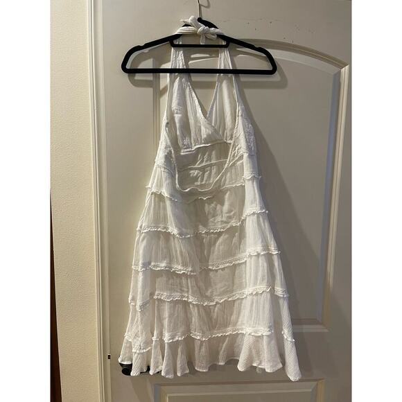 Dress sundress halter low back lined size 10 no labels white - Picture 2 of 3
